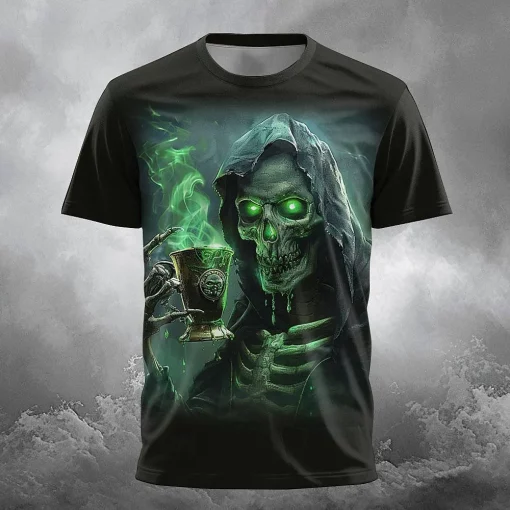 3d skeleton green glow t shirt