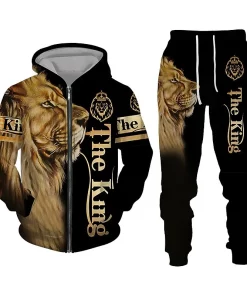 3d the king lion hoodie and jogger set