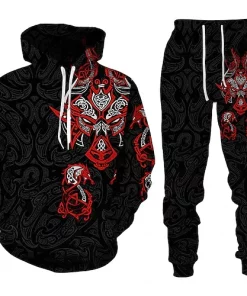 3d tribal bull hoodie and jogger set