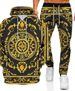 Black and Gold Baroque 3D Hoodie