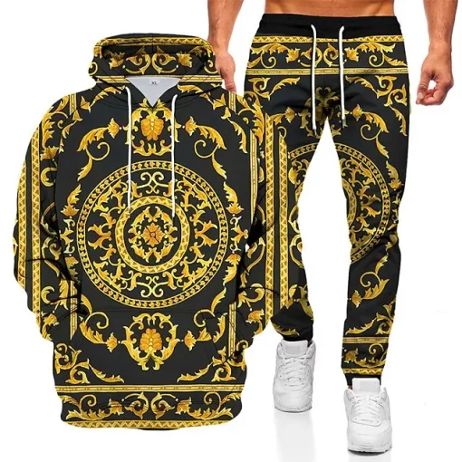 Black and Gold Baroque 3D Hoodie