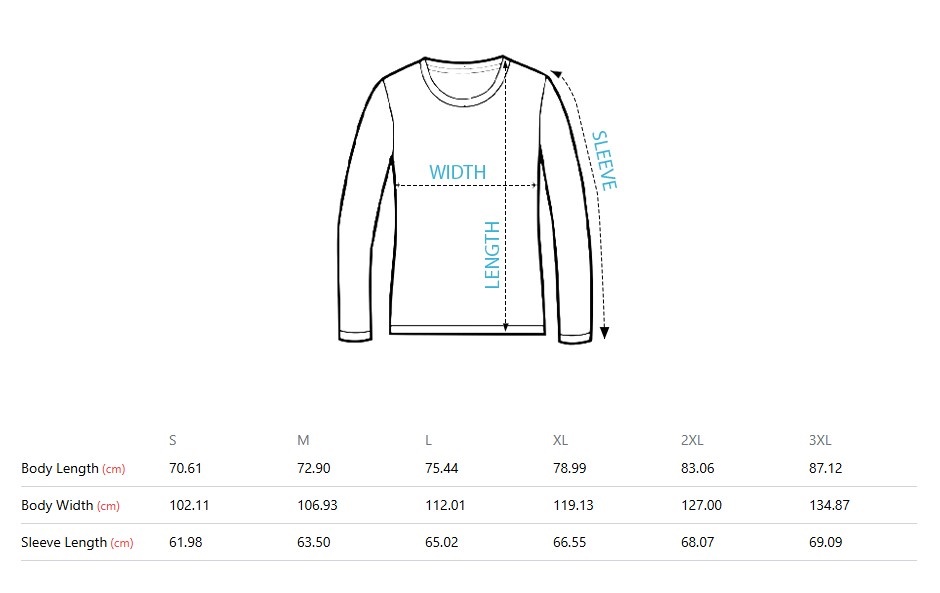 Long Sleeve Shirt Size