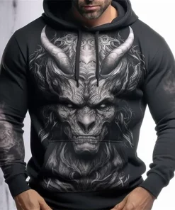 black 3d demon hoodie