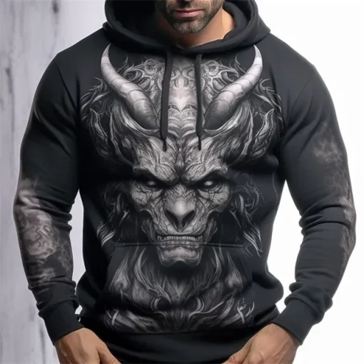 black 3d demon hoodie