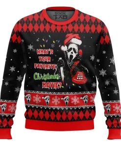 black red ghostface christmas sweater 1
