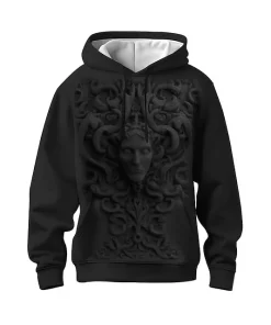black white beige 3d medusa hoodie 1