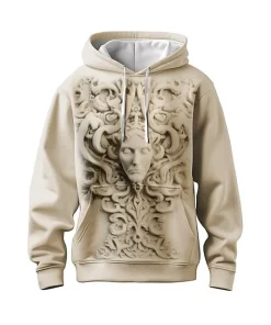 black white beige 3d medusa hoodie 2