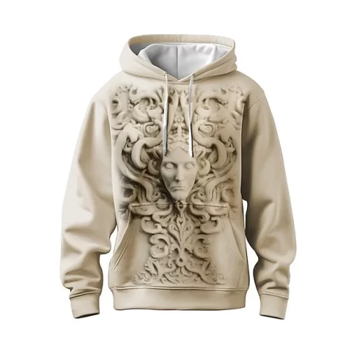 black white beige 3d medusa hoodie 2