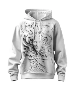 black white beige 3d medusa hoodie 3
