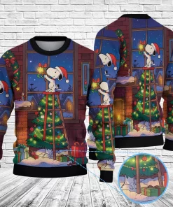 blue snoopy christmas sweater