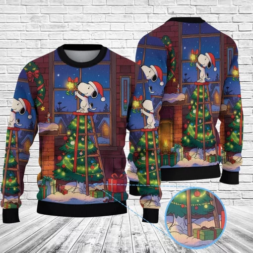 blue snoopy christmas sweater