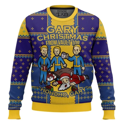 blue yellow gary christmas sweater 1