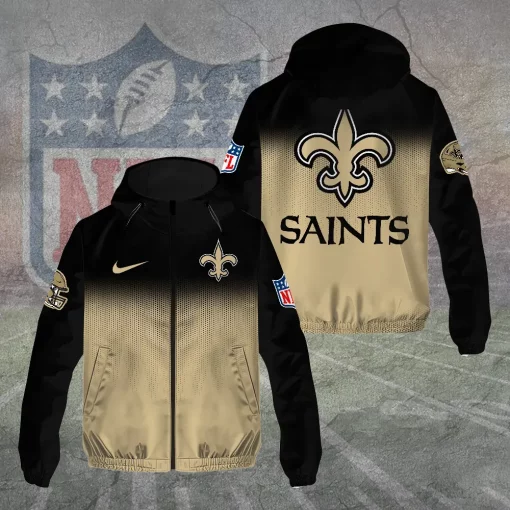 custom windbreaker jacket black gold gradient saints