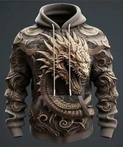 dark gray 3d dragon hoodie