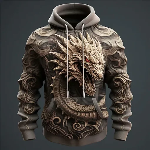 dark gray 3d dragon hoodie