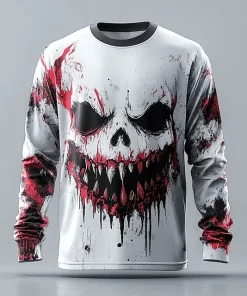 halloween 3d bloody skull long sleeve shirt