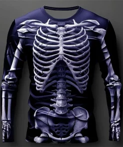 halloween 3d skeleton long sleeve shirt