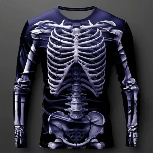 halloween 3d skeleton long sleeve shirt