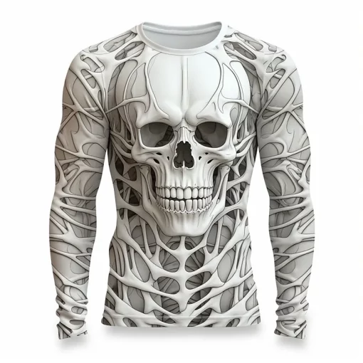 halloween 3d skull long sleeve shirt