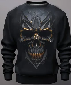 halloween 3d skull sweatshirt black