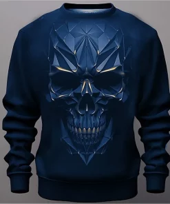 halloween 3d skull sweatshirt blue