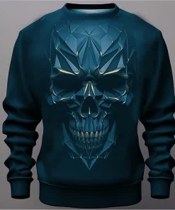 halloween 3d skull sweatshirt navy blue