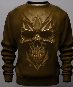 halloween 3d skull sweatshirt yellow