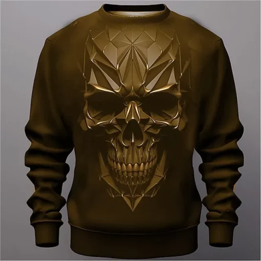halloween 3d skull sweatshirt yellow