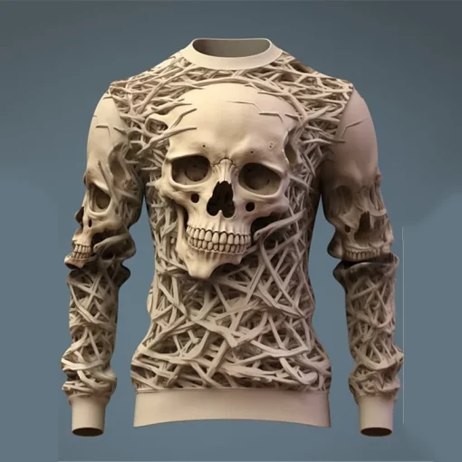 halloween 3d skull sweatshirts 1