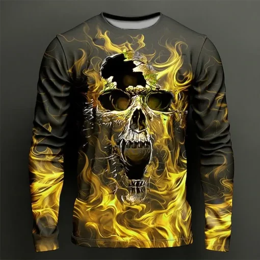 halloween flaming skull 3d shirt