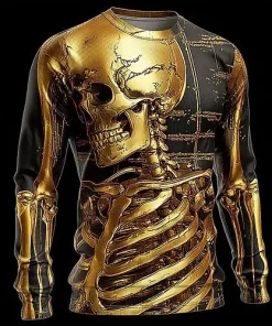 halloween golden skeleton long sleeve shirt