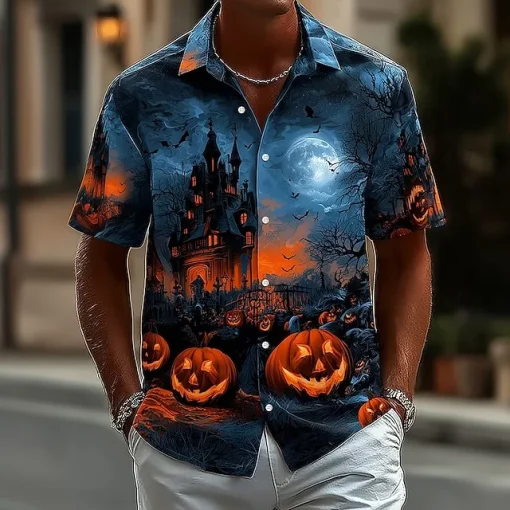 halloween pumpkin 3d short sleeve shirt 1