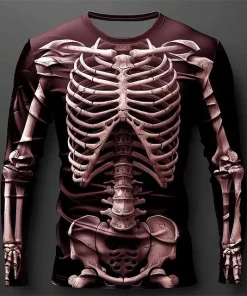 halloween red skeleton long sleeve shirt