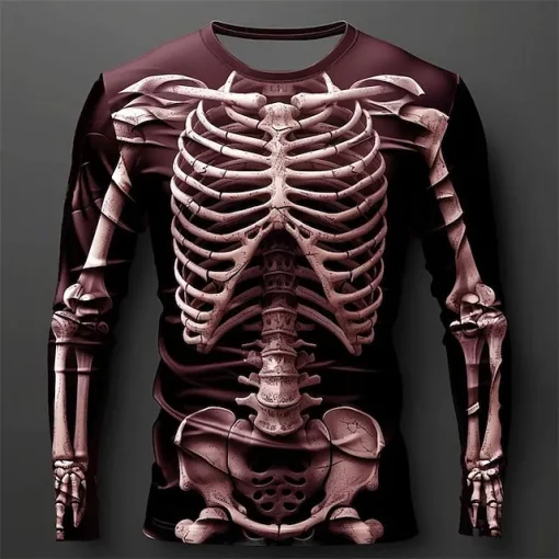halloween red skeleton long sleeve shirt