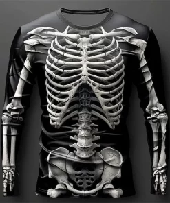halloween skeleton 3d long sleeve shirt 1