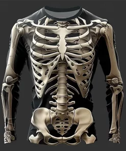 halloween skeleton long sleeve shirt 3d