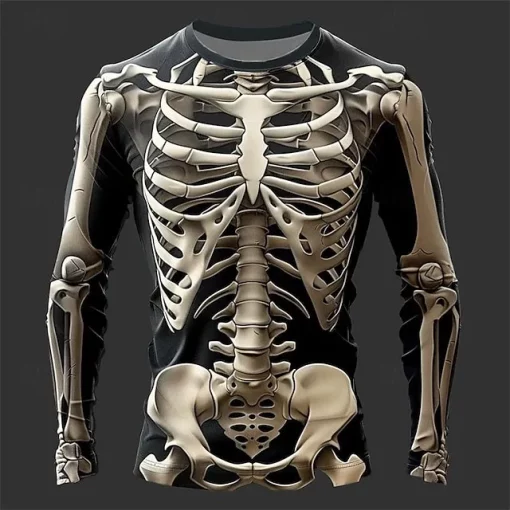 halloween skeleton long sleeve shirt 3d