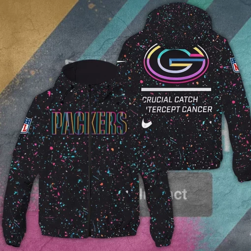 packers neon splatter custom windbreaker jacket