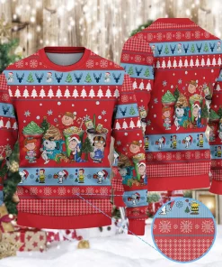 red christmas peanuts 3d sweater festive holiday knit
