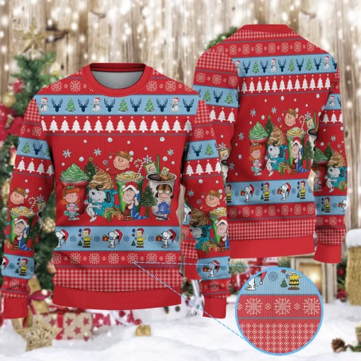 red christmas peanuts 3d sweater festive holiday knit