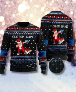 black blue santa bowling custom christmas sweater