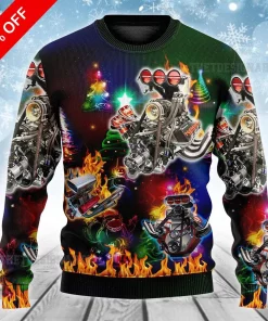 black fire engine christmas sweater 3d