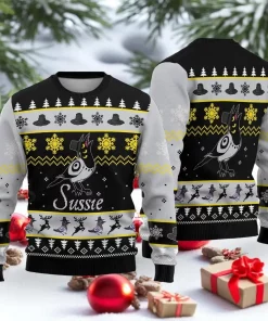 black gray 3d sussie christmas sweater