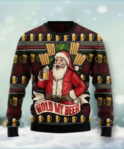 black red santa hold my beer christmas sweater