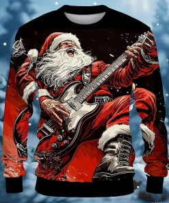 black red santa rock christmas sweatshirt