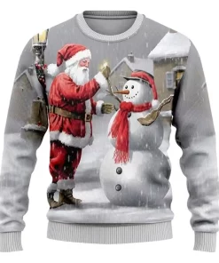 gray 3d santa snowman christmas sweater