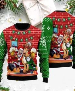 green red 3d merry christmas sweater