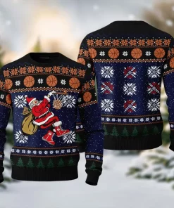navy blue 3d santa basketball christmas sweater