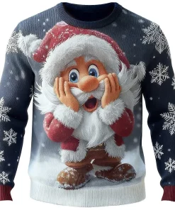 navy blue 3d santa surprise christmas sweater