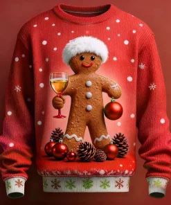 red 3d gingerbread christmas sweater
